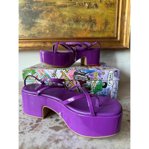 Jeffrey Campbell Purple PVC Platform Wedges Size 8 w Box - Picture 1 of 7
